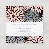 ダリアピンクグレーブラックメイクアップアーティストスクエアブシン スクエア名刺 (裏面)