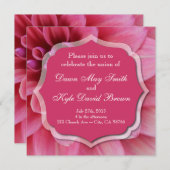 ダリアピンクフラワー結婚式招待状 招待状 (正面/裏面)
