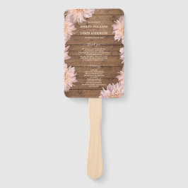 ダリアピンクフローラ素朴ウッド結婚式 プログラム ハンドファン