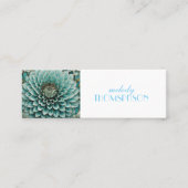 ダリアフラワーインティール（緑がかった色）アクアブルーデジタルアート スキニー名刺 (正面)