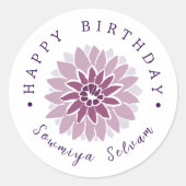ダリアフラワーカスタマイズ- B'dayステッカー ラウンドシール (正面)