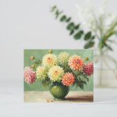 ダリアフラワーズブーケイラストレーション ポストカード (スタンド正面)