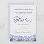 ダリアフラワーズ薄紫ブルーエレガントフローラ結婚ズ 招待状 (正面/裏面)