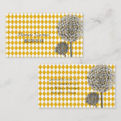 ダリアフラワーハーレクインマスタードパターン 名刺 (正面/裏面)