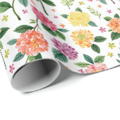 ダリアフラワーフローラ水彩 ラッピングペーパー (ロールコーナー)