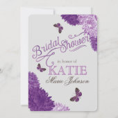 ダリアフラワーブランチモダンブライダルシャワー 招待状 (裏面)