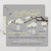 ダリアフラワーブランチモダンブライダルシャワー 招待状 (正面/裏面)