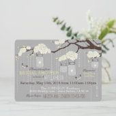 ダリアフラワーブランチモダンブライダルシャワー 招待状 (スタンド正面)