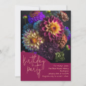 ダリアフラワーブーケ誕生日パーティー 招待状 (正面)
