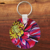ダリアフラワー抽象芸術オリジナルフラワーアート キーホルダー (正面)