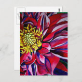 ダリアフラワー抽象芸術オリジナルフラワーアート ポストカード (正面/裏面)