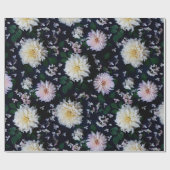 ダリアフラワー開花赤面オンブラック ラッピングペーパー (フラット)