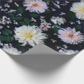 ダリアフラワー開花赤面オンブラック ラッピングペーパー (角)