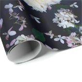 ダリアフラワー開花赤面オンブラック ラッピングペーパー (ロールコーナー)