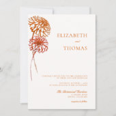 ダリアフローラアートスケッチアースモダン秋の結婚式 招待状 (正面)