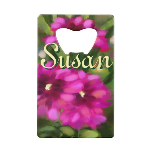 ダリアフローラガーデンフラワーフラワーマゼンタ クレジットカード栓抜き (正面)