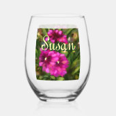 ダリアフローラガーデンフラワーフラワーマゼンタ ステムなしワイングラス (裏面)