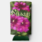 ダリアフローラガーデンフラワーフラワーマゼンタ スリム缶クーラー (裏面)