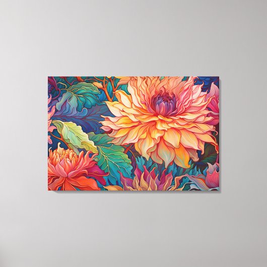 ダリアフローラタペストリー キャンバスプリント (正面)