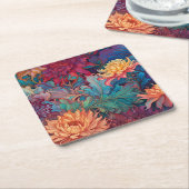 ダリアフローラタペストリー スクエアペーパーコースター (アングル)
