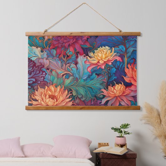ダリアフローラタペストリー 吊り下げ型タペストリー (寝室)