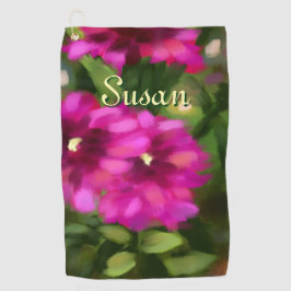 ダリアフローラフラワーフラワーマゼンタパーソナライズされた ゴルフタオル