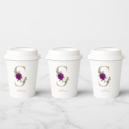 ダリアフローラブーケバラ金ゴールド文字S 紙コップ