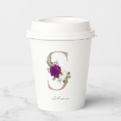 ダリアフローラブーケバラ金ゴールド文字S 紙コップ (裏面)