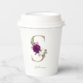 ダリアフローラブーケバラ金ゴールド文字S 紙コップ (正面)