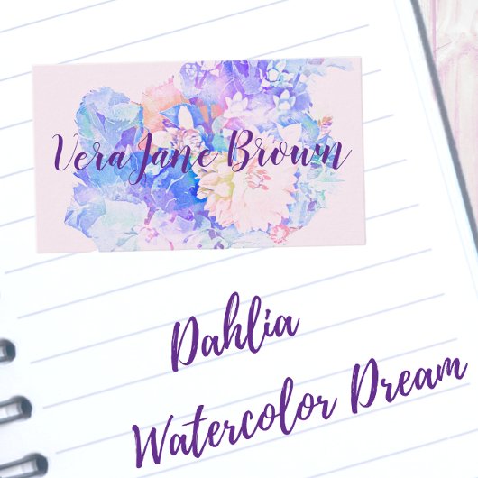 ダリアブーケウォーターカラービジネスカード 名刺