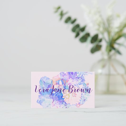 ダリアブーケウォーターカラービジネスカード 名刺 (スタンド正面)