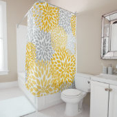 ダリアブーケ – マスタードイエローグレーフローラ シャワーカーテン (インサイチュ)