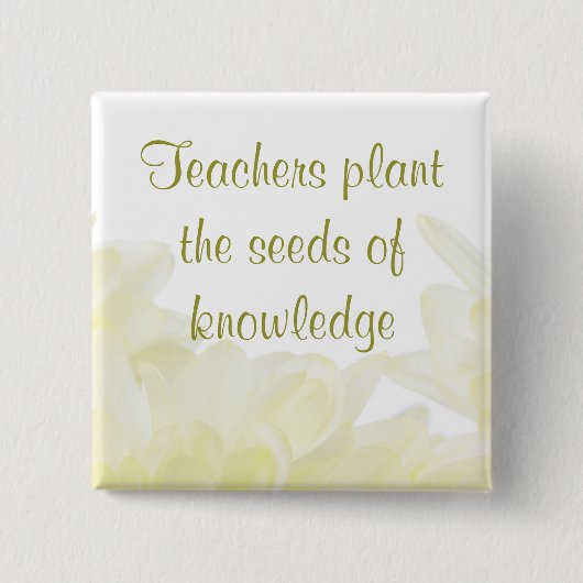 ダリアホワイトフラワー先生 缶バッジ (正面)