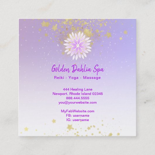 *~*ダリアマンダラパステルラベンダーピンクAP2 スクエア名刺 (裏面)