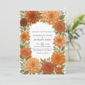 ダリア素朴自然秋トーンウォーター結婚カラー 招待状 (スタンド正面)