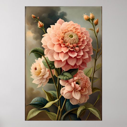 ダリア絵を描ズ:花の花のクラシックスタイル ポスター (正面)