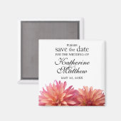 ダリア絵を描フラワーピンク日付磁石を保存 マグネット (正面/裏面)