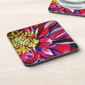ダリア花オリジナル抽象芸術水彩画 コースター (左側)