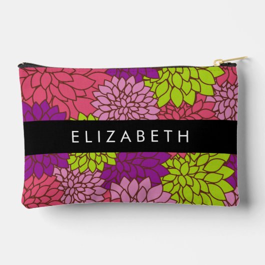 ダリア花カラフル花お名前 アクセサリーポーチ (裏面)
