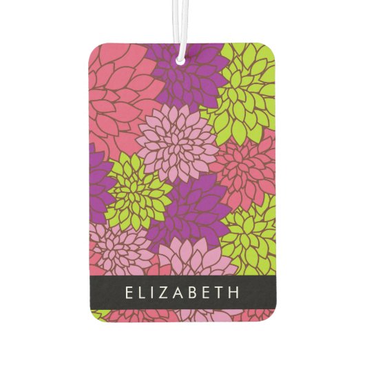 ダリア花カラフル花お名前 カーエアーフレッシュナー (裏面)