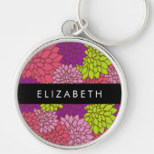 ダリア花カラフル花お名前 キーホルダー (正面)