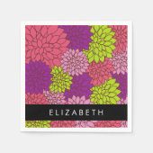 ダリア花カラフル花お名前 スタンダードカクテルナプキン (正面)