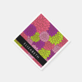 ダリア花カラフル花お名前 スタンダードカクテルナプキン (角)