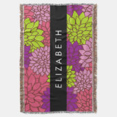 ダリア花カラフル花お名前 スローブランケット (正面縦)