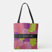 ダリア花カラフル花お名前 トートバッグ (裏面)