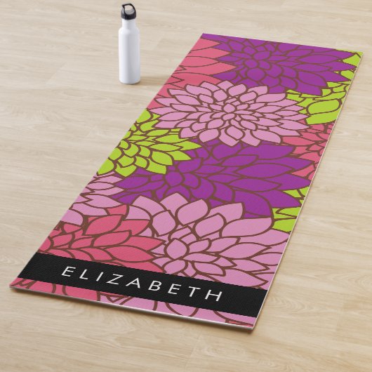 ダリア花カラフル花お名前 ヨガマット (インサイチュ)