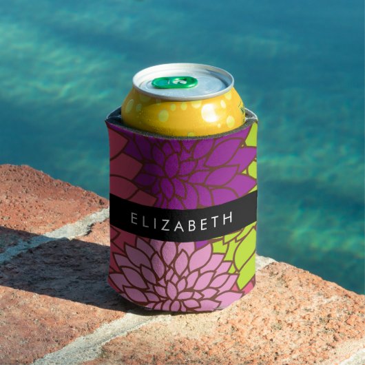 ダリア花カラフル花お名前 缶クーラー (インサイチュ プール)