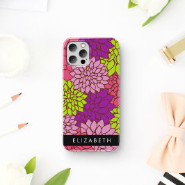 ダリア花カラフル花お名前 iPhone 12 PROケース