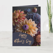 ダリア花ハッピー母の日グリーティングカード ノートカード (正面)