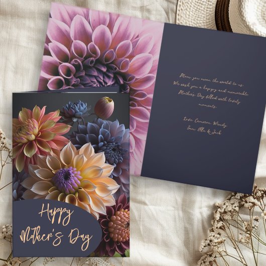 ダリア花ハッピー母の日グリーティングカード ノートカード